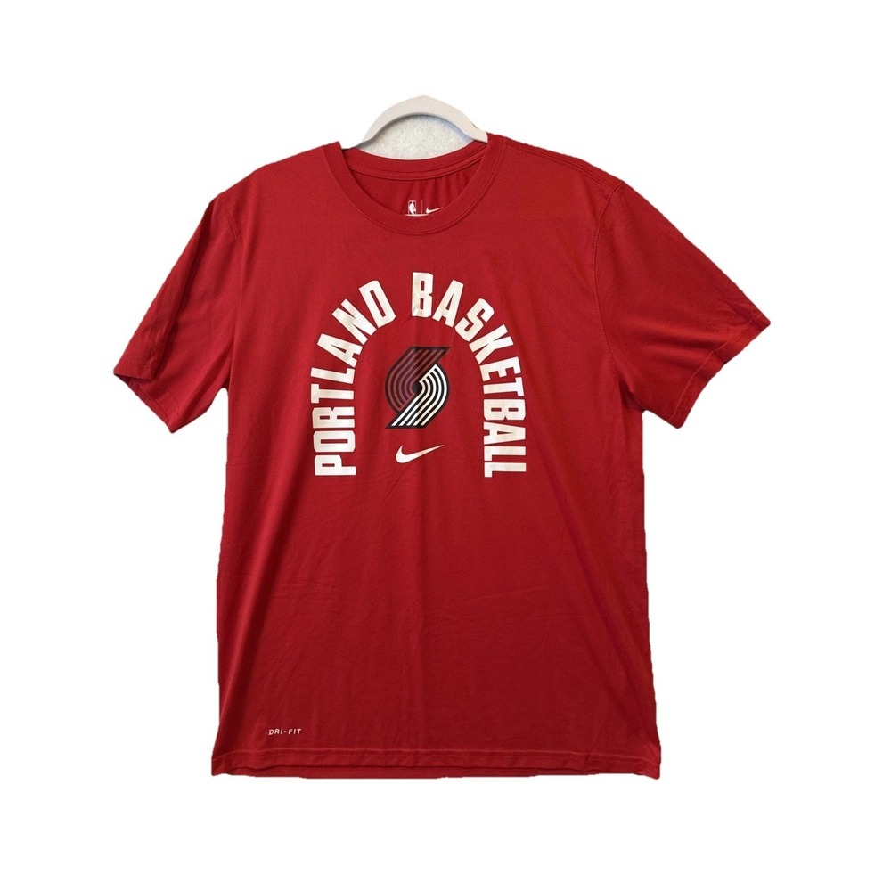 Nike Dri Fit T Shirt Portland Basketball Trail Blazers Red Men's L Game Day
